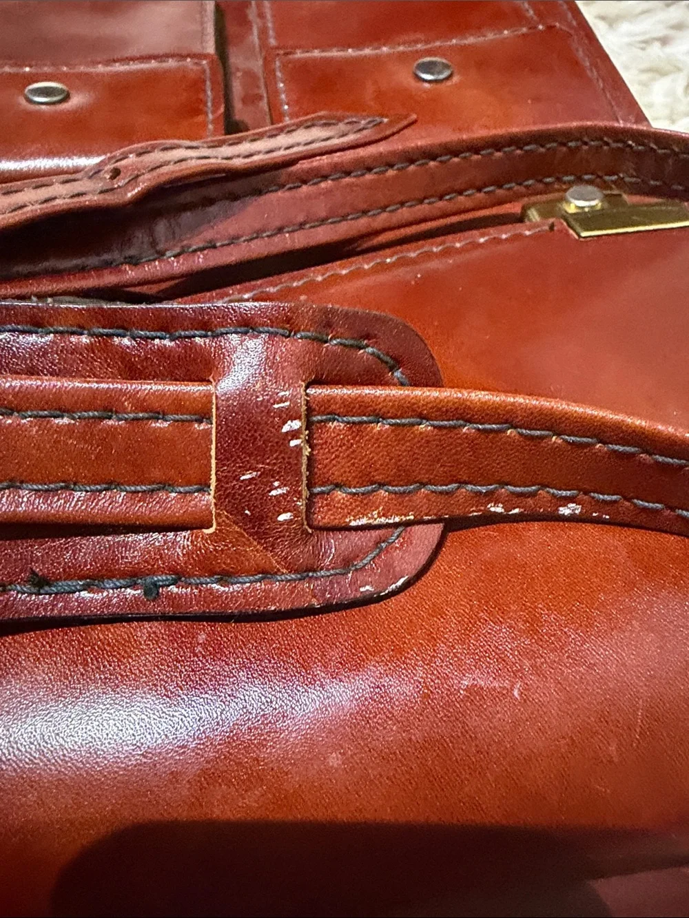 Genuine Leather Classic Men's Leather Satchel in Brown 13.5x10x4